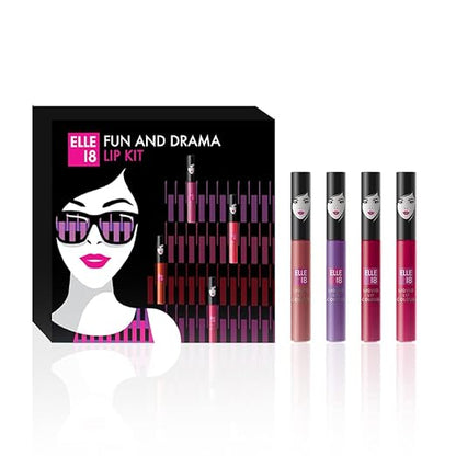 ELLE 18 Fun and drama Lip Kit (Set of 4 Liquid Lipsticks)