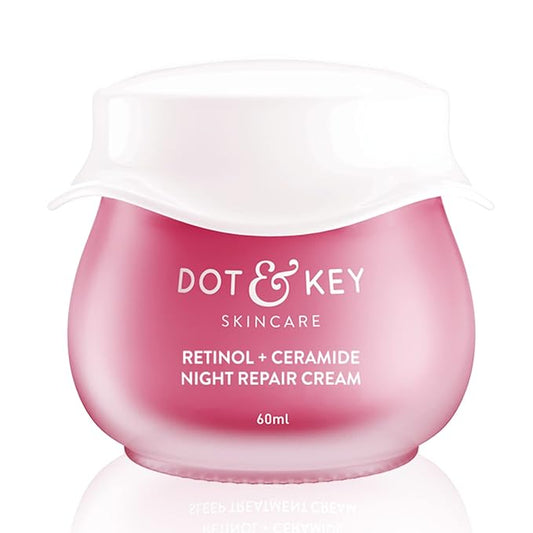 PACK OF 2 Dot & Key Night Reset Retinol + Ceramide Night Cream | Anti Aging Cream For Women & Men | Reduces Fine Lines & Wrinkles | Oil Free & Non Sticky Moisturizer | For Glowing Youthful Skin | For All Skin Types | 60ml