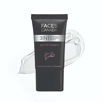 FACES CANADA Matte Primer, 30g | Oil-Free Matte Finish | Lightweight Gel Texture | Smoothens & Moisturizes Skin | Niacinamide, Hyaluronic Acid, Vitamin A, C & E | No Alcohol & Parabens