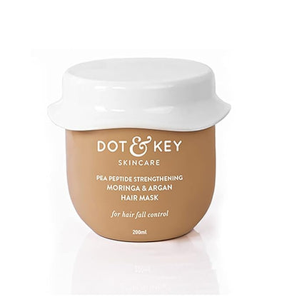 Dot & Key Pea Peptide Strengthening Moringa & Argan Hair Mask | Hair Mask for Hair Fall Control | Hair Mask for Dry and Frizzy Hair | For Smoothening Hair | For Women & Men | 200ml