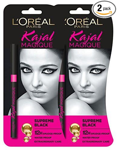 Pack of 2 L'Oreal Paris Magique Kajal, Black, 0.35g Matte Finish