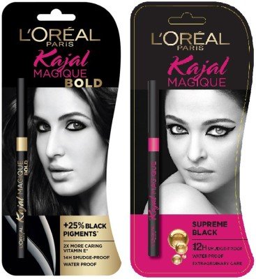 Pack of 2 L'Oreal Paris Kajal Magique, Bold & Black 0.35g Combo