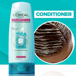 L'Oreal Paris Purifying and Hydrating Shampoo, Rebalancing & Hydrating, For Oily Roots & Dry Ends, Extraordinary Clay, 650 ml