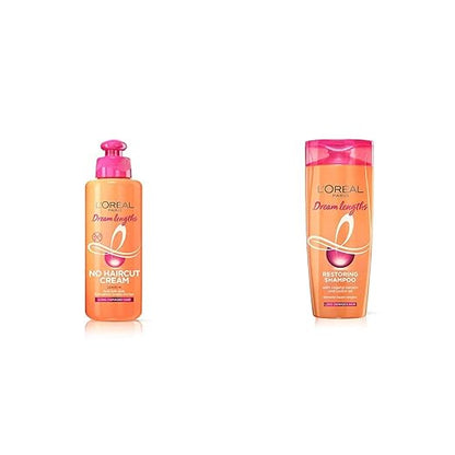 Pack of 2 L'Oréal Paris Dream Lengths No Haircut Cream Leave-In Conditioner, 200ml & L'Oreal Paris Dream Lengths Shampoo, 396 ml