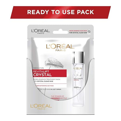 L'Oreal Paris Revitalift Crystal Micro-Essence Sheet Mask, Face Treatment, Crystal-clear Skin, (Pack of 5) 125g