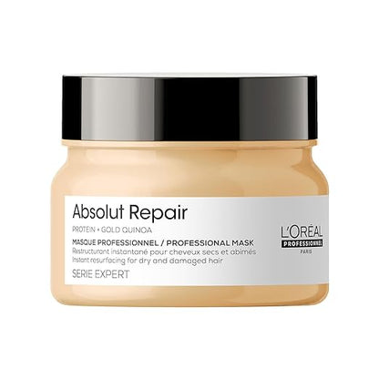 L'Oréal Professionnel Serie Expert Absolut Repair Mask | Hair mask provides deep conditioning & strength | With Gold Quinoa & Wheat Protein (250gms)