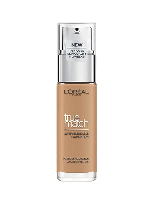 L'Oreal Paris True Match Super Blendable Liquid Foundation with Matte, Natural Finish (Golden Amber 7D7W, 30ml) Matte & Natural Finish