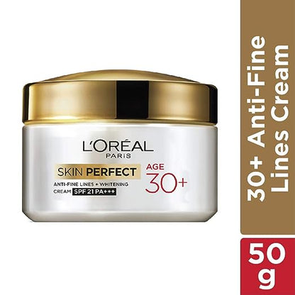 L'Oréal Paris Anti-Fine Lines Cream, With SPF21 PA+++, Fights Signs of Aging, Day Cream, For Users Over 30, Skin Perfect 30+, 50g