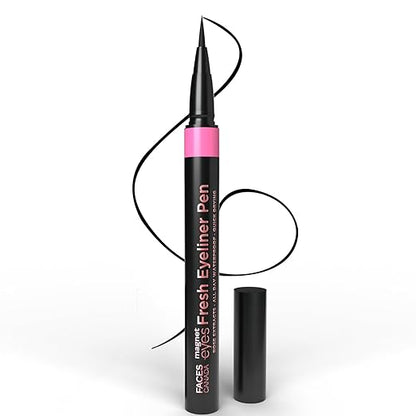 FACES CANADA Magneteyes Fresh Eyeliner Pen - Black, 1ml | All - Day Waterproof & Smudgeproof | Long-Lasting | Intense Color Payoff | Quick Drying & One Stroke Application | Rose Extract