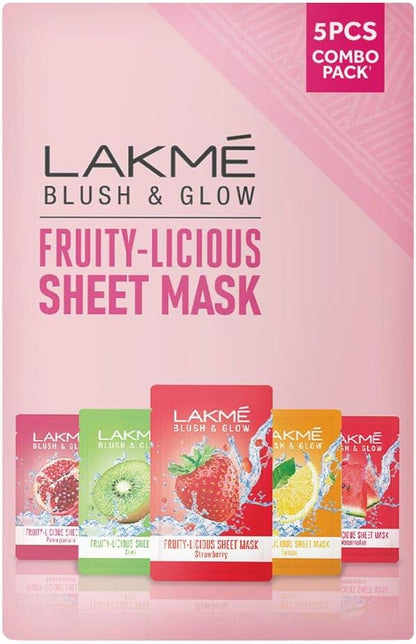 2 Set LAKMÉ 100% Natural Fruit Extract Sheet Mask Combo, 20 ml (Pack of 5)x2