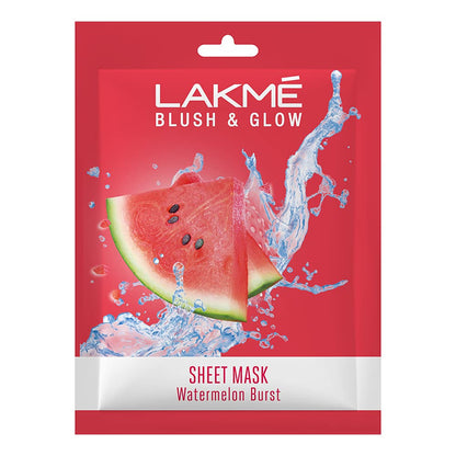 Pack of 5 Lakme Blush & Glow Watermelon Sheet Mask, 25 ml