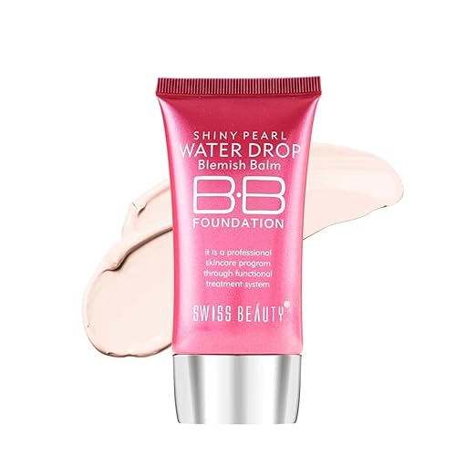 SWISS BEAUTY Matte Shiny Pearl Water Drop Lightweight, Liquid Long Lasting Blemish Balm Bb Foundation, Face Makeup, Shade-01, 40Ml