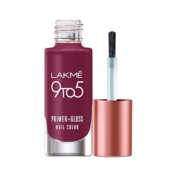 Lakmé 9 To 5 Primer + Glossy Finish Nail Colour, Greycloud, 6Ml