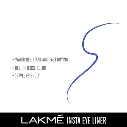 Lakme Insta Liquid Eye Liner, Blue, Long Lasting Waterproof Liner with Brush for Even Strokes - Smudge Proof Eye Makeup, Does Not Fade, 9 ml