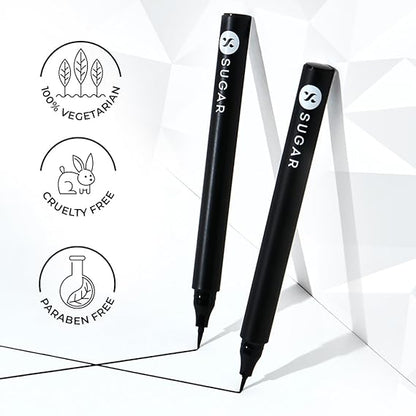 SUGAR Wingman Waterproof Microliner | Liquid Pen Eyeliner | Flexi-Tip Applicator | Lasts Up to 12 Hours | Smudgeproof & Transferproof | 1.6ml - 01 I'll Be Black