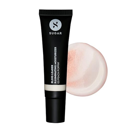 SUGAR Cosmetics - Bling Leader - Illuminating Moisturizer - 03 Peach Poppin'(Warm Peach Highlighter with Pearl Finish) - Lightweight Moisturizer and Highlighter, Protects against Pollution