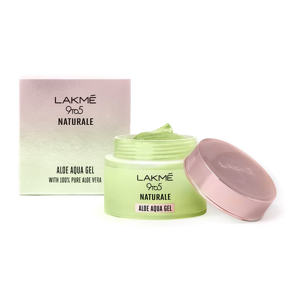 Lakme 9 to 5 Naturale Aloe Aqua Hydrating Face Gel 50 g, with 100% Natural Aloe Vera, Lightweight Cooling Moisturizer - Moisturizes & Brightens Skin