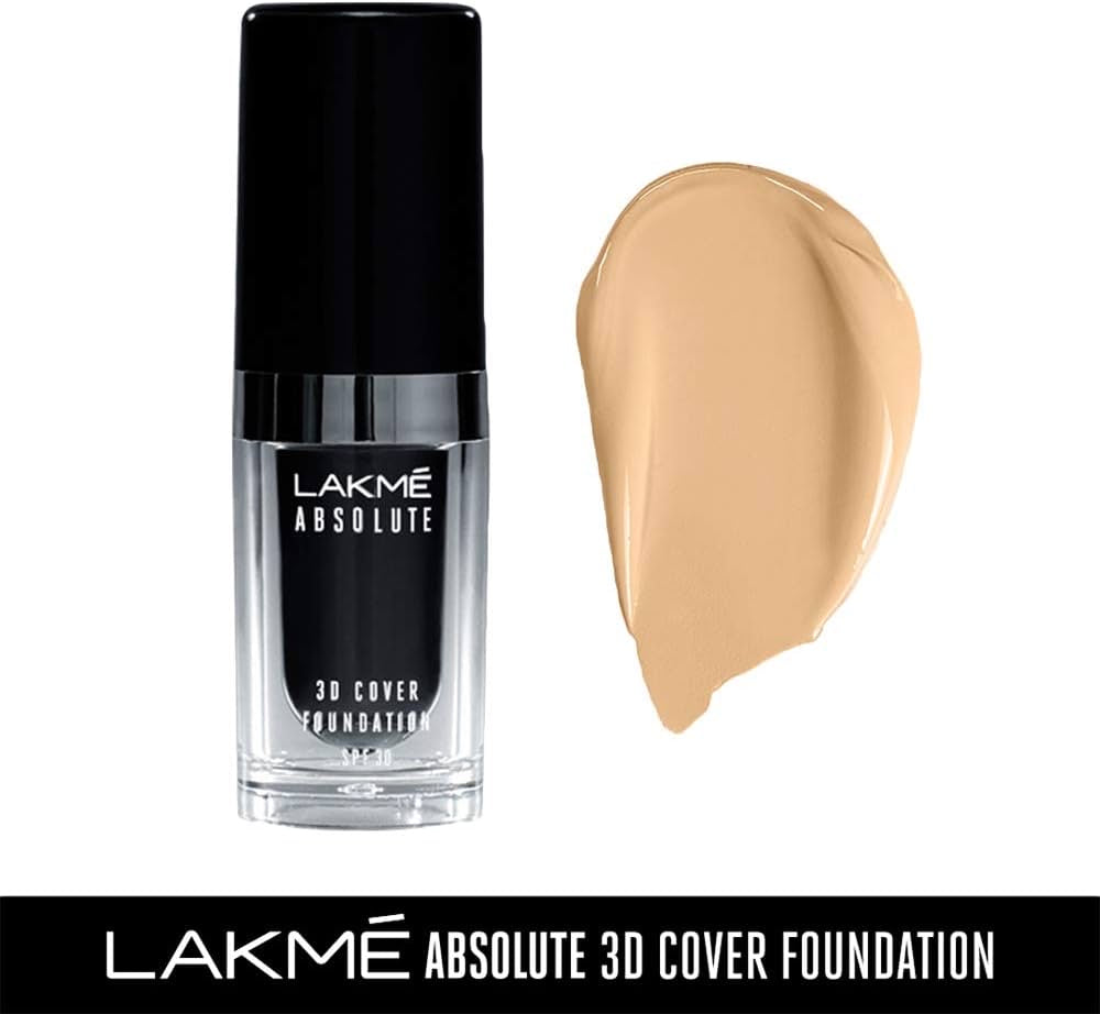 LAKMÉ Absolute 3D Cover Liquid Foundation, Velvet Finish, Cool Cinnamon, 15ml.