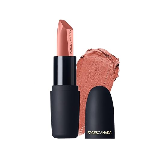 FACESCANADA Weightless Matte Lipstick - Pink Sugar 04 (Pink), 4.5g | Highly Pigmented Lip Color | Smooth One Stroke Glide | Moisturizes & Hydrates Lips | Vitamin E, Jojoba & Almond Oil Enriched