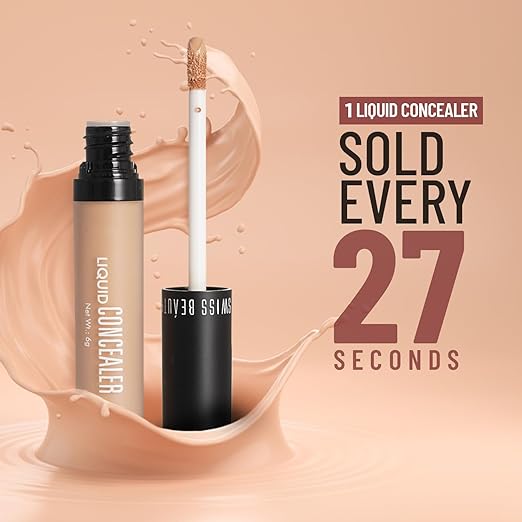 Swiss Beauty Liquid Light Weight Concealer With Full Coverage |Easily Blendable Concealer For Face Makeup With Matte Finish | Shade- Classic Nude, 6G