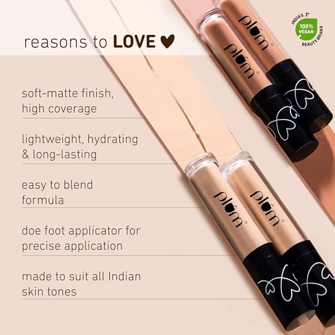 Plum Soft Blend Liquid Concealer | With Hyaluronic Acid | Matte Finish | High Coverage | 100% Vegan & Cruelty-Free | Halo Sand - 105Y