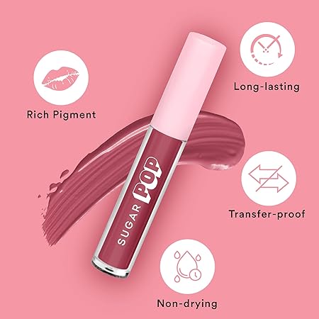 SUGAR POP Liquid Lipstick - 06 Rose (Dusty Rose) – 2.5 ml – Velvet Matte Texture, Non-drying Formula, Transfer Proof, Long Lasting, Rich Hydrating Pigment l All Day Wear Lipstick for Women