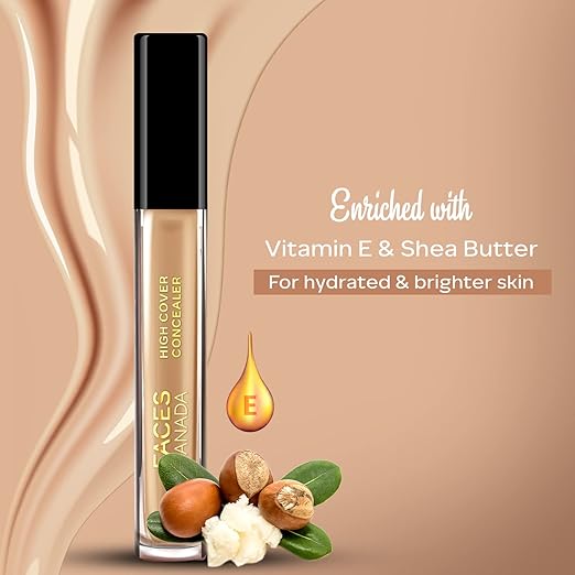 FACES CANADA High Cover Concealer - Walnut Spice 05, 4ml | High Coverage Liquid Concealer | Blends Easily | Natural Finish | Covers Spots, Blemishes & Dark Circles | With Shea Butter & Vitamin E