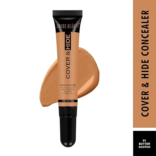 Swiss Beauty Cover & Hide Concealer | Lightweight | Long-Lasting | Blendable | Shade - Butter Scotch, 10gm