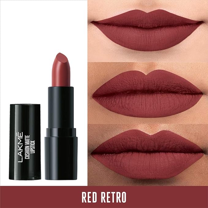 Lakmé Cushion Matte Lipstick, Red Retro, 4.5 g