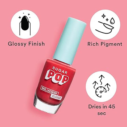 SUGAR POP 'Be A Popstar' 5 In 1 Nail Kit, 02 Bubblegum Dreams, 09 Lilac Rush, 26 Pink Perfection, 13 Red Alert & 15 Bold Please, Quick Drying & Long-Lasting, Glossy Finish For Women, 10ml