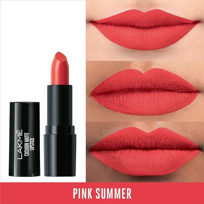 Lakmé Cushion Matte Lipstick, Pink Summer, 4.5 g