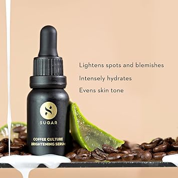 PACK OF 2 SUGAR Cosmetics - Coffee Culture - Brightening Serum with Coffee Extracts - Lighens Spots and Blemishes, Hydrates Skin, Light-weight Formulation