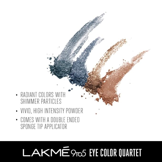 Lakmé 9 to 5 Eye Color Quartet Eye Shadow, Smokey Glam, 7 g