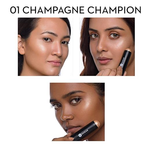 SUGAR Cosmetics - Face Fwd >> - Highlighter Stick - 01 Champagne Champion - Illuminating, Longlasting Formula, Lightweight Highlighter