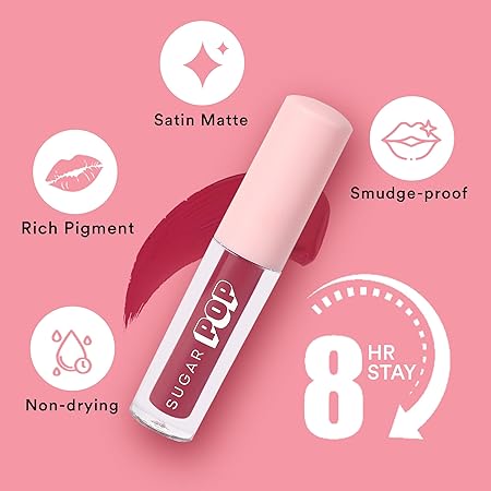 SUGAR POP Matte Lipcolour - 15 Flamingo (Pinkish Purple) – 1.6 ml | Non-Drying, Smudge Proof, Long Lasting