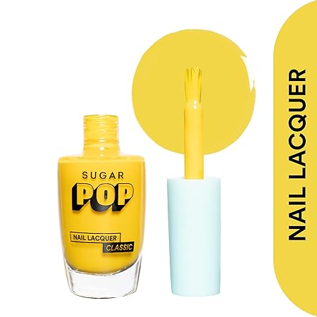 SUGAR POP Nail Lacquer - 03 Aqua Babe & 04 Hello Yellow – 10 ml - Dries in 45 seconds - Quick-drying, Chip-resistant, Long-lasting. Glossy high shine Nail Enamel/Polish for women.