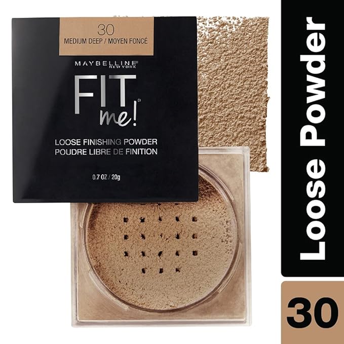 Maybelline New York Loose Finishing Powder, Controls Shine, Mineral Based Formula, Fit Me, 30 Medium Deep, 20g