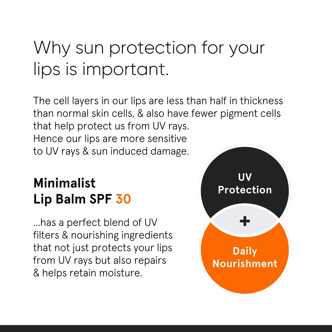 Minimalist SPF 30 Lip Balm with Ceramides & Hyaluronic Acid | Lip Protection & Nourishment | For Women & Men | 8 gm