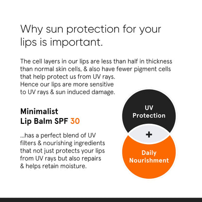 Minimalist SPF 30 Lip Balm with Ceramides & Hyaluronic Acid | Lip Protection & Nourishment | For Women & Men | 8 gm