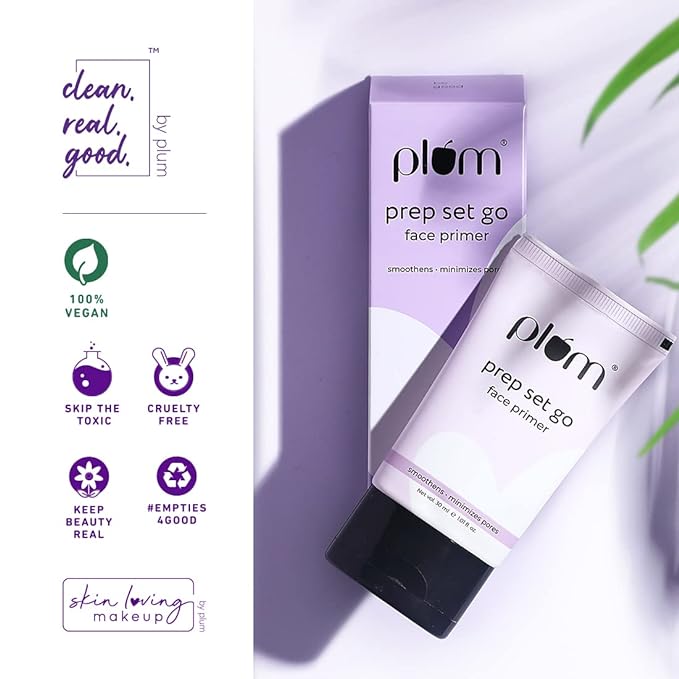 PACK OF 2 Plum Prep Set Go Face Primer | Minimizes Pores | Weightless Formula | 100% Vegan & Cruelty Free | 30 m