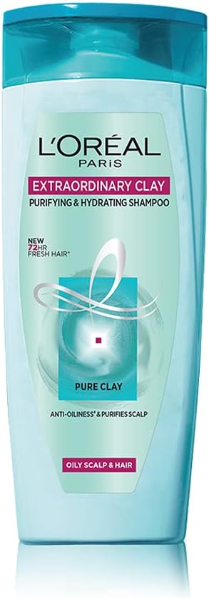 L'Oreal Paris Purifying and Hydrating Shampoo, Rebalancing & Hydrating, For Oily Roots & Dry Ends, Extraordinary Clay, 650 ml