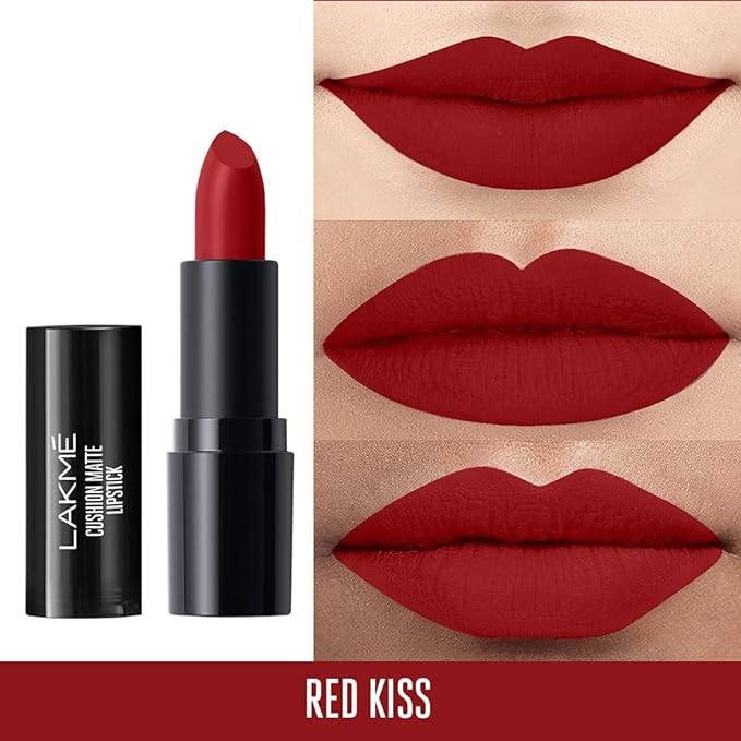 LAKMÉ Cushion Matte Lipstick, Red Kiss, 4.5g