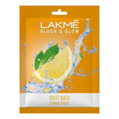 Pack of 5 Lakme Blush & Glow Lemon Sheet Mask, 25 ml