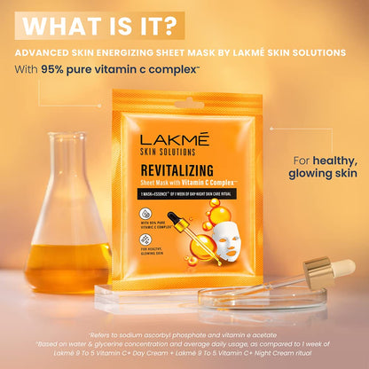 Pack of 3 LAKMÉ Skin Solutions Sheet Mask Revitalizing with Vitamin C 25ml