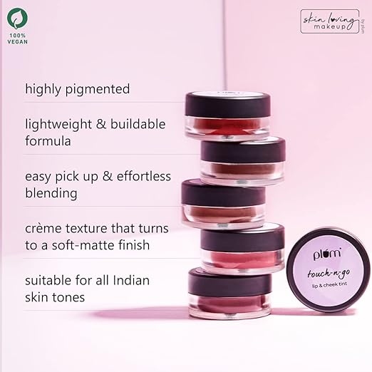 Plum Touch-N-Go Lip & Cheek Tint | Highly Pigmented | Effortless Blending | 100% Vegan & Cruelty-Free | D-Wine - 125 (Berry Wine)