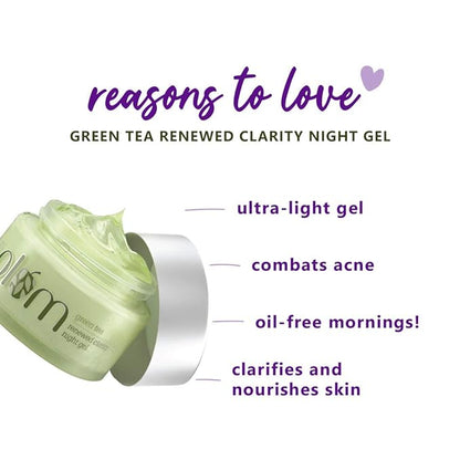 PACK OF 2 Plum Green Tea Renewed Clarity Night Gel Mini | Hydrates Skin & Fights Acne | Lightweight, Quick-Absorbing, Non-Sticky Gel Texture | With Willow Bark & Glycolic Acid | Oily, Acne-Prone Skin | 100% Vegan