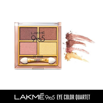 Lakme 9 to 5 Eyeshadow Palette, Desert Rose, Shimmer Eye Shadow Quartet with 4 Shades for a Day to Night Look - Eye Makeup Kit, 7 g