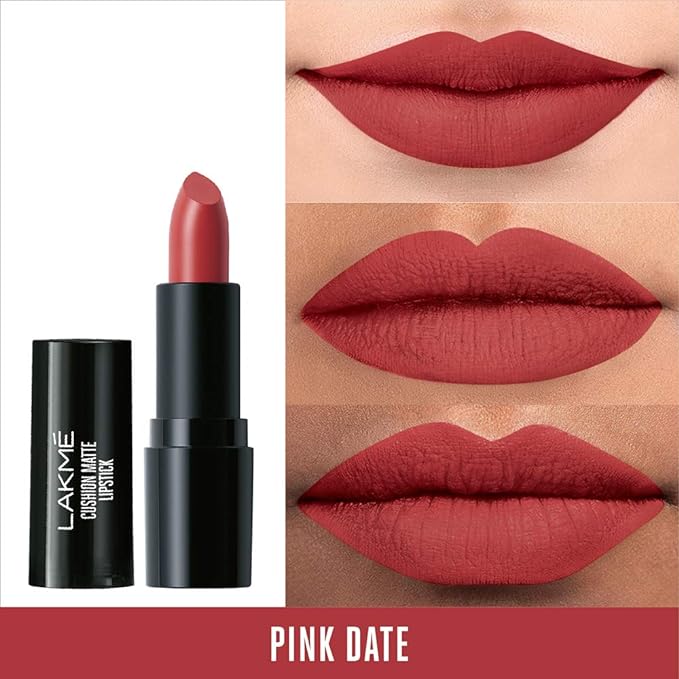 Lakmé Cushion Matte Lipstick, Pink Date, 4.5 g