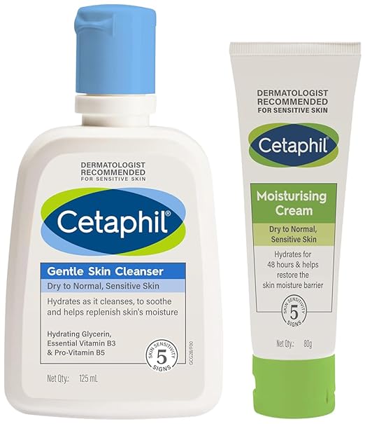 Cetaphil Gentle Skin Cleanser 125 Ml & Moisturising Cream 80 Gm