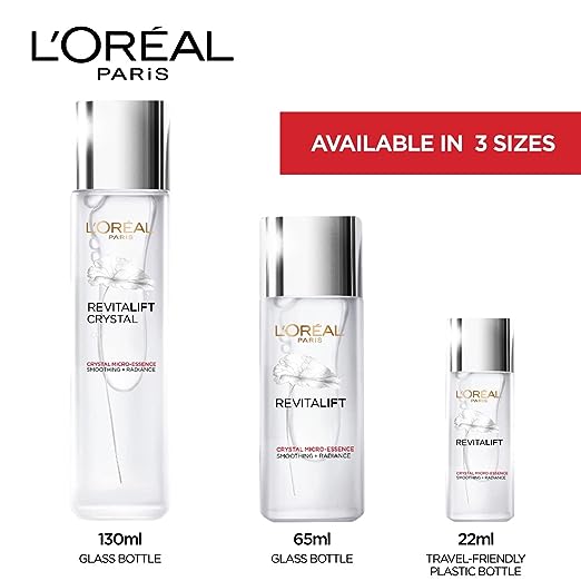 Pack of 2 L'Oreal Paris Revitalift Crystal Micro-Essence, Ultra-lightweight facial essence, With Salicylic Acid, For Clear Skin, 22ml+22ml